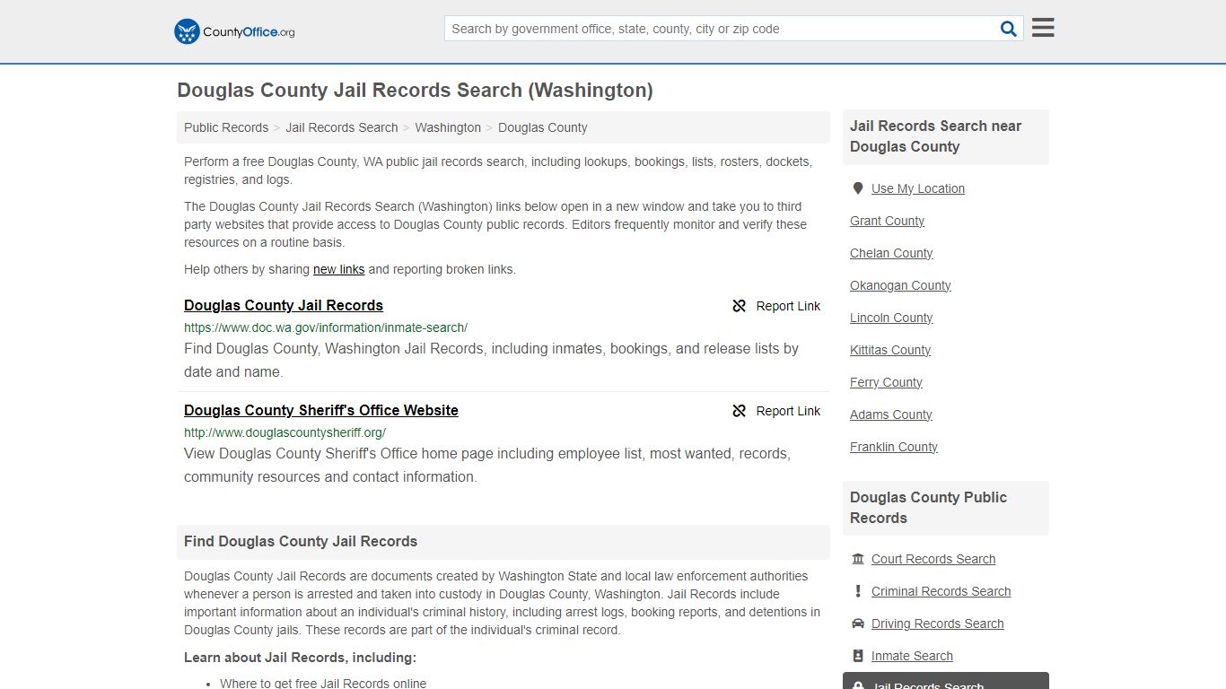 Jail Records Search - Douglas County, WA (Jail Rosters & Records)